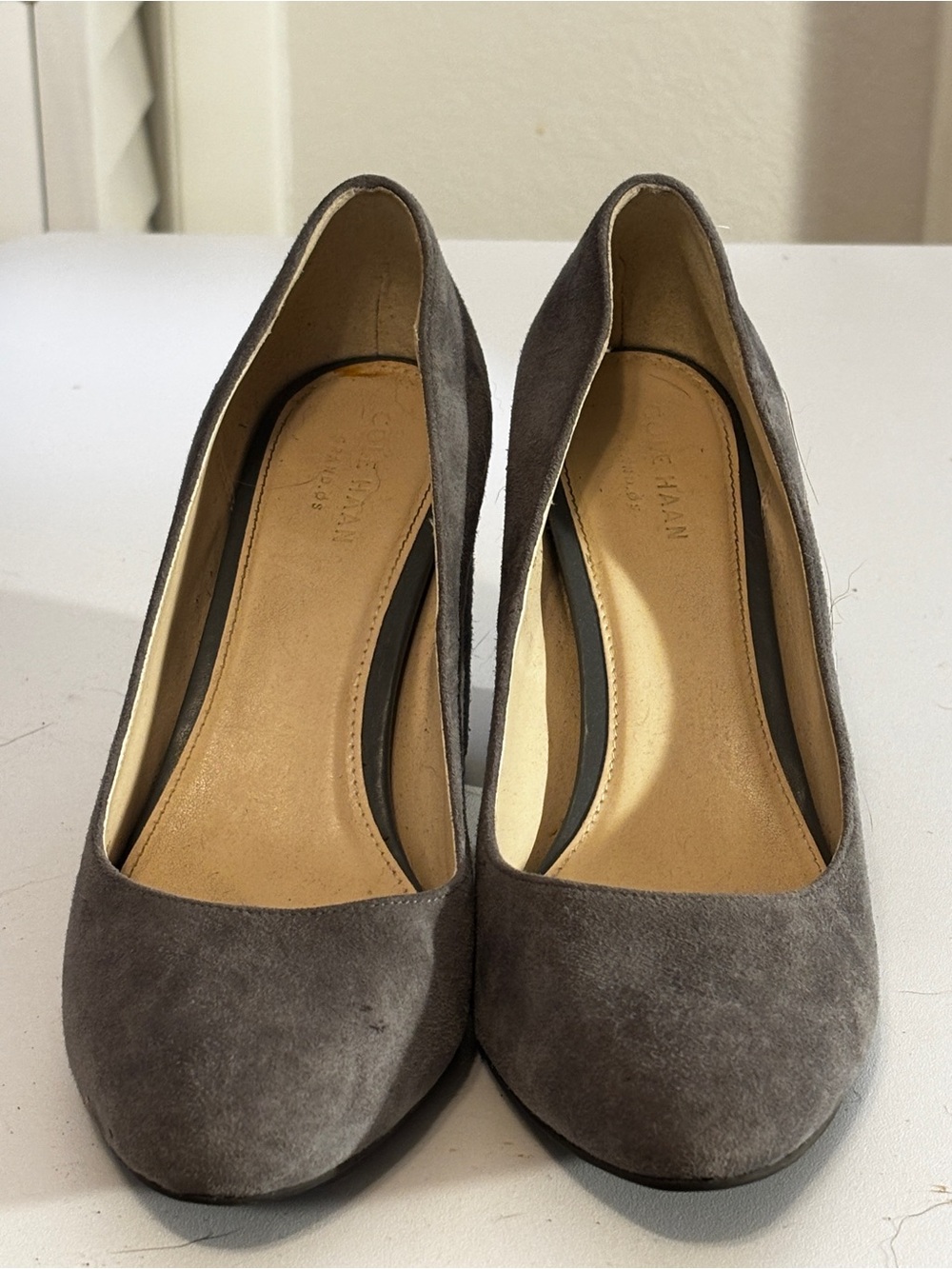 Cole Haan Gray Suede Rounded Toe Flats